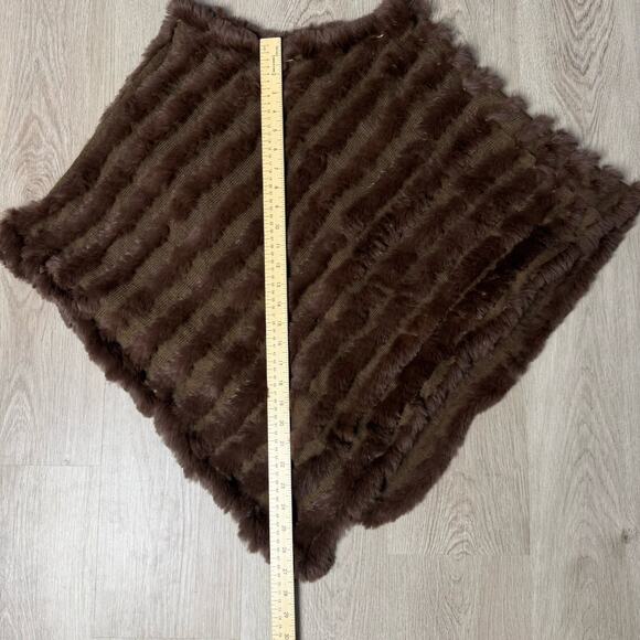 Chameleon Brown Rabbit Fur Poncho Cape Top Stretch Pullover Shawl Size M/L - Picture 4 of 5